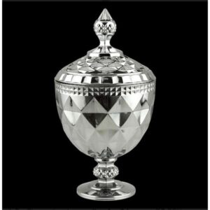 POTICHE DECORATIVO C/PE DE CRISTAL CHUMBO 15 X 32 CM 7772