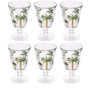 CJ 6TACAS DE CRISTAL PALM HAND PAINTING 240 ML LYOR 1239