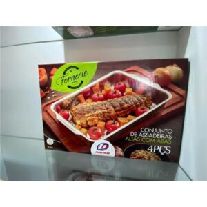 CJ. ASSADEIRA RETANGULAR ALTAS C/ ABAS 04 PCS - FORNERIE