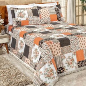 COBRE LEITO PATCHWORK DUPLA FACE QUENN PELICANO