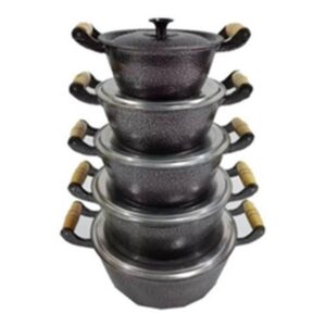 JOGO DE PANELA ALUMINIO BATIDO 5 PCS CRAQUELADO (M)