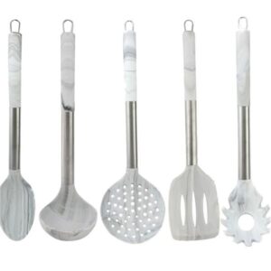 KIT COLHERES SILICONE INOX MARMORE 5 PC