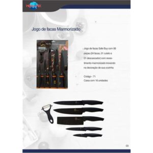 KIT FACA 6 PC COM CUTELO MARMORIZADO SBK - 06