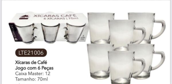 JOGO DE XICARA PARA CAFE 70 ML 6 PC