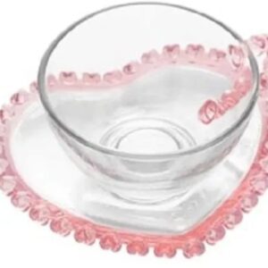 XICARA CHA PIRES CRISTAL CORACAO BORDA ROSA 170 ML LYOR 1683