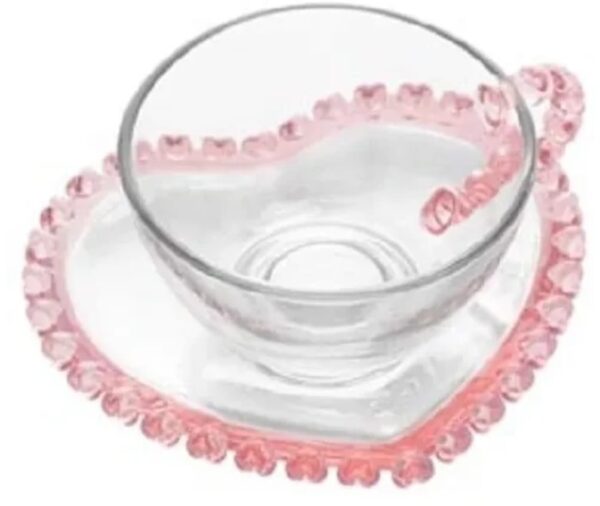 XICARA CHA PIRES CRISTAL CORACAO BORDA ROSA 170 ML LYOR 1683