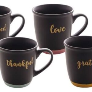 CONJ 4 CANECAS CERAMICA PRETO MATT 240ML ROJEMAC 28556
