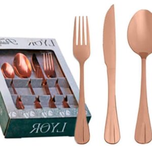 FAQUEIRO 24 PCS DE ACO POSITANO DOURADO/ROSE LYOR