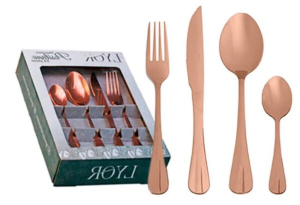 FAQUEIRO 24 PCS DE ACO POSITANO DOURADO/ROSE LYOR