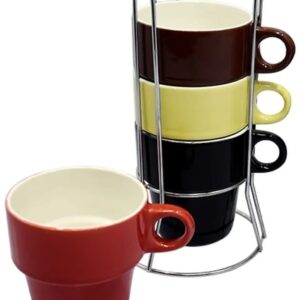CJ 4 CANECAS CHA SUPORTE CERAMICA 210ML CK3375