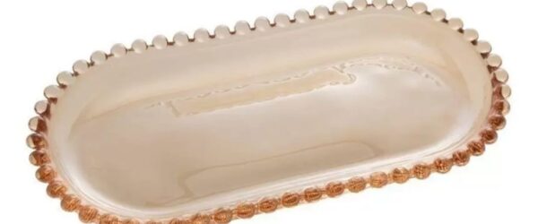 TRAVESSA OVAL CRISTAL 25X13X12,5 CM CORACAO AMBAR MET. 1723