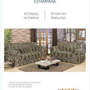 CAPA DE SOFA 40 ELASTICOS MALHA GEL KING ESTAMPADA