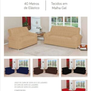 CAPA DE SOFA 40 ELASTICOS MALHA GEL KING LISA