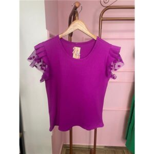 BLUSA CANELADA MANGA TULE C/ 10 UNIDADES