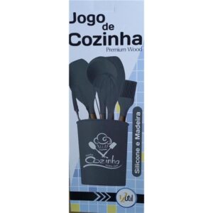 KIT COZINHA PREMIUM WOOD 7 PCS SILICONE E MADEIRA