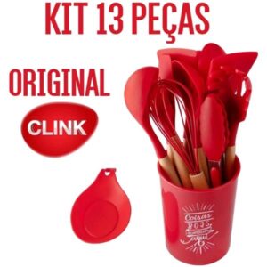 KIT COZINHA 13 PCS MADEIRA SILICONE E NYLON