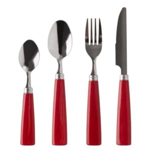 KIT 24 PCS TALHERES VIENA ACO INOX E CABO PLASTICO