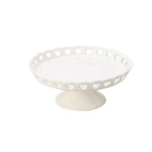 CENTRO DE MESA DECORATIVA DE CERÂMICA CORAÇÃO BRANCA 8023