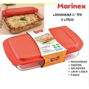 ASSADEIRA DE VIDRO LASANHEIRA C/ TAMPA 5 LITROS MARINEX