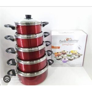 JOGO PANELAS 5 PCS COM TAMPA DE VIDRO (BELISSIMA)