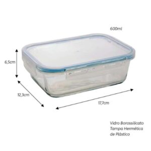POTE COM TRAVA RETANGULAR BORO 600ML - 8177