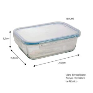 POTE COM TRAVA RETANGULAR BORO 1500ML - 8179