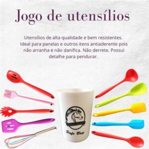 JOGO DE UTENSILIOS 09 PEÇAS SILICONE SAFE BOY