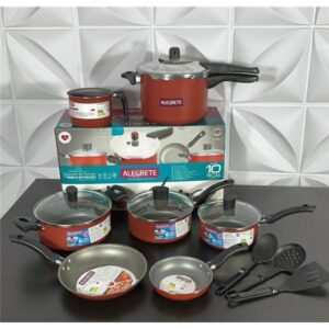 JOGO DE PANELAS 10 PCS - PANELA DE PRESSAO 4,5L ALEGRETE