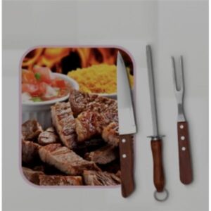 KIT DE CHURRASCO 3 PCS EM MADEIRA - KEHOME