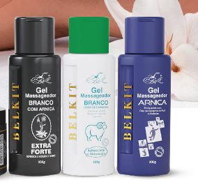 GEL MASSAGEADOR BRANCO/EXTRA FORTE PRETO/ARNICA AZUL BELKIT