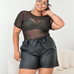 SHORT DE COURO PLUS SIZE C/ 10 PCS (F)
