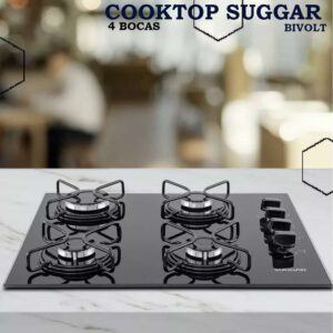 COOKTOP SUGGAR ESMALTADO 4 BOCAS BIVOLT A GAS