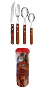 KIT DE TALHERES KE WOOD 24 PECAS - KEHOME