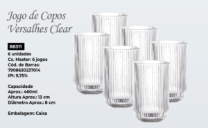 JG DE COPOS VERSALHES CLEAR 460ML C/ 6 PECAS - KEHOME