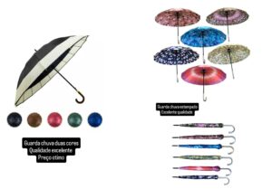 GUARDA CHUVA GRANDE ESTAMPADO / LISO C/ 16 HASTES