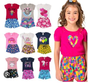 CONJUNTO INFANTIL FEMININO VERAO 2 A 14 C/ 10 KITS