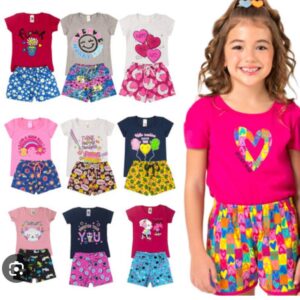CONJUNTO INFANTIL FEMININO VERAO 2 A 14 C/ 10 KITS
