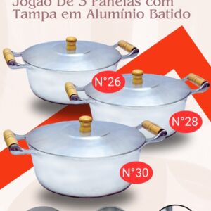 JG PANELA ALUMINIO BATIDO AM TAMPA PESADA 26X30 - BELLA COOK