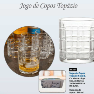 JOGO DE COPO TOPAZIO 340ML 6 PCS - KEHOME