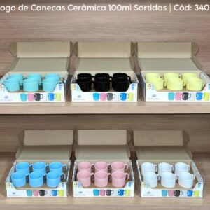 JOGO DE CANECAS CERAMICA C/ 6 PECAS 100ML