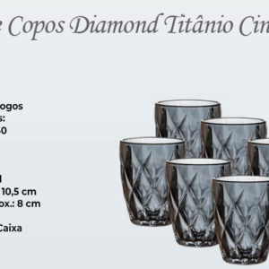 JOGO DE COPO DIAMANTE 280ML C/ 6 PCS COLOR - KEHOME