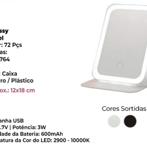 ESPELHO CLASSY RECARREGAVEL DE LED 12 X 18CM - KEHOME