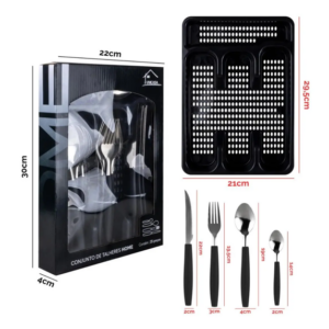 JOGO DE TALHERES CAPRESE C/ FACA DE CHURRASCO C/ 26 PCS