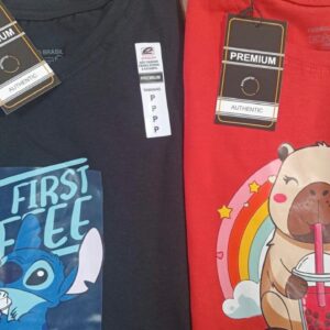 BLUSA FEMININA T-SHIRT CAPIRAVA/LABUBU/STITCH C/ 10 PCS (C)