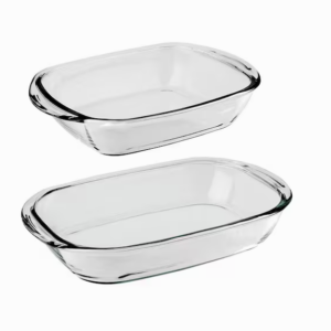 JOGO DE ASSADEIRA RETANGULAR EM VIDRO C/ 2 PCS - SEMPRE