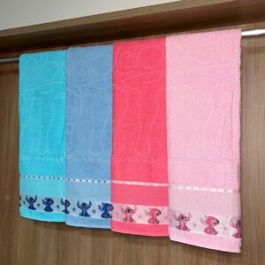 TOALHA DE BANHO INFANTIL STITCH 0,75X1,15CM C/ 10 PCS (K)