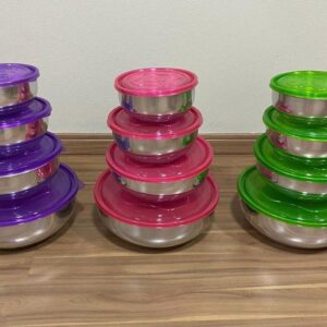 JOGO DE SALADEIRA COM TAMPA ALUMINIO C/ 4 PCS