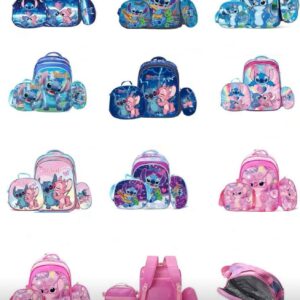 MOCHILA ESCOLAR INFANTIL COM BOLSINHA DE LAPIS / LANCHEIRA - PERSONAGENS