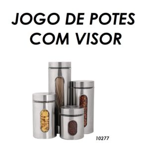 JOGO DE POTES COM VISOR C/ 4 PCS - KEHOME